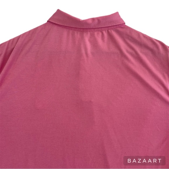 Peter Millar Mens Golf Polo Shirt Size M Pink Polyester Short Preppy Casual - Picture 11 of 16